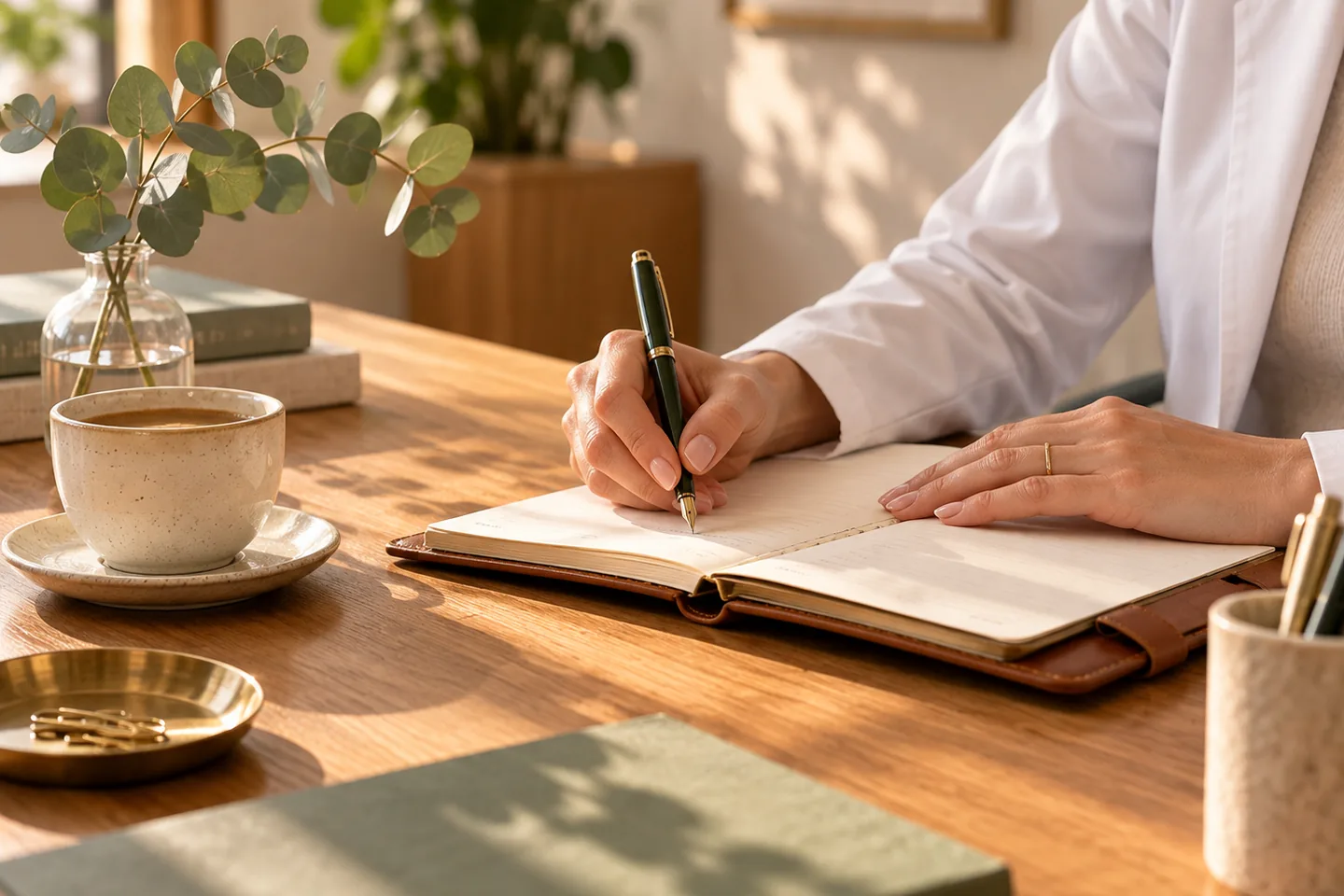 La doctora escribiendo el plan de tratamiento